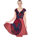 The Crow With Roses Cap Sleeve Front Wrap Midi Dress View1