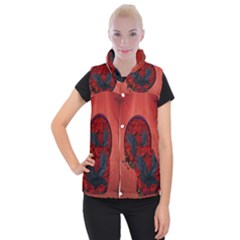 The Crow With Roses Women s Button Up Vest