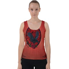 The Crow With Roses Velvet Tank Top by FantasyWorld7