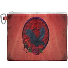 The Crow With Roses Canvas Cosmetic Bag (xxxl) by FantasyWorld7