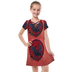 The Crow With Roses Kids  Cross Web Dress by FantasyWorld7