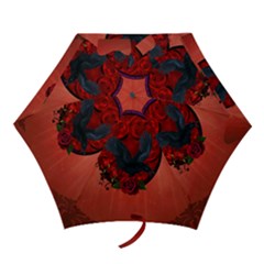 The Crow With Roses Mini Folding Umbrellas by FantasyWorld7