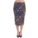 Fractal Vintage Grunge Print Design Velvet Midi Pencil Skirt View1