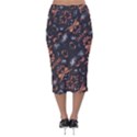 Fractal Vintage Grunge Print Design Velvet Midi Pencil Skirt View2