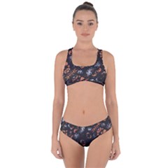 Fractal Vintage Grunge Print Design Criss Cross Bikini Set by dflcprintsclothing