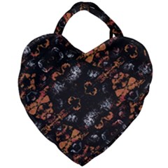 Fractal Vintage Grunge Print Design Giant Heart Shaped Tote by dflcprintsclothing