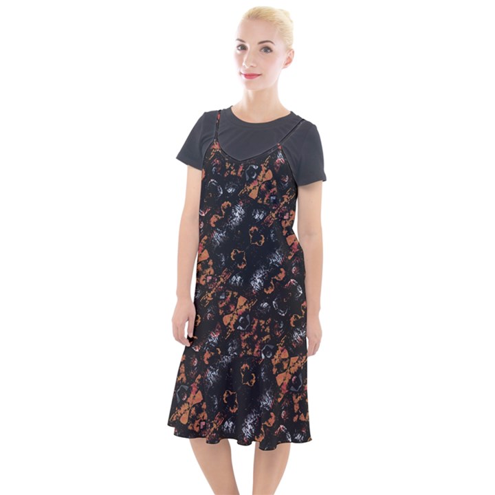 Fractal Vintage Grunge Print Design Camis Fishtail Dress