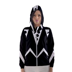 Black And White Geometric Design Women s Hooded Windbreaker