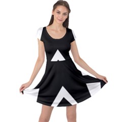 Black And White Geometric Design Cap Sleeve Dress