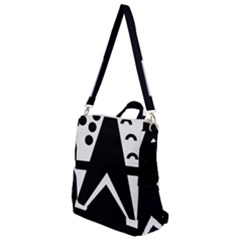 Black And White Geometric Design Crossbody Backpack