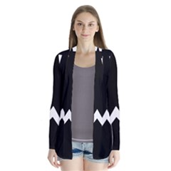 Black And White Geometric Design Drape Collar Cardigan by yoursparklingshop