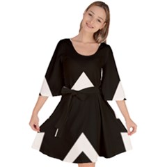 Black And White Geometric Design Velour Kimono Dress