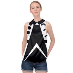 Black And White Geometric Design High Neck Satin Top by yoursparklingshop