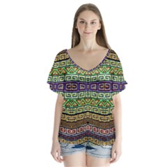 Ml 158 1 V-neck Flutter Sleeve Top by ArtworkByPatrick