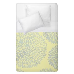 Spring Dahlia Print - Pale Yellow & Light Blue Duvet Cover (single Size) by WensdaiAmbrose