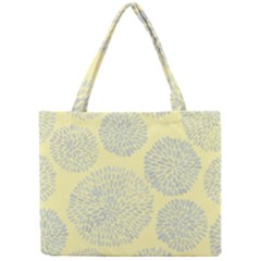 Spring Dahlia Print - Pale Yellow & Light Blue Mini Tote Bag by WensdaiAmbrose