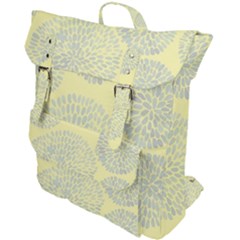 Spring Dahlia Print - Pale Yellow & Light Blue Buckle Up Backpack by WensdaiAmbrose