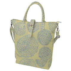 Spring Dahlia Print - Pale Yellow & Light Blue Buckle Top Tote Bag by WensdaiAmbrose