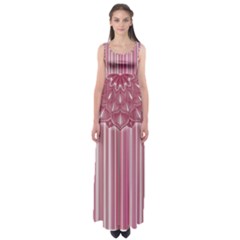 Cranberry Striped Mandala - Empire Waist Maxi Dress by WensdaiAmbrose