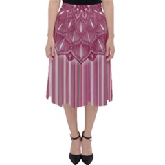 Cranberry Striped Mandala - Classic Midi Skirt by WensdaiAmbrose