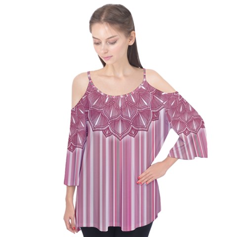 Cranberry Striped Mandala - Flutter Tees by WensdaiAmbrose