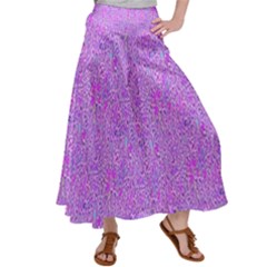 Lavender Pink Abstract Spring Satin Palazzo Pants by 1dsign