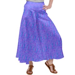 Blue Lavender Spring Flora Satin Palazzo Pants