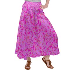 Hot Pink Lavender Spring Floral Print Satin Palazzo Pants by 1dsign