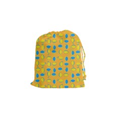 Lemons Ongoing Pattern Texture Drawstring Pouch (small) by Mariart