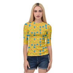 Lemons Ongoing Pattern Texture Quarter Sleeve Raglan Tee