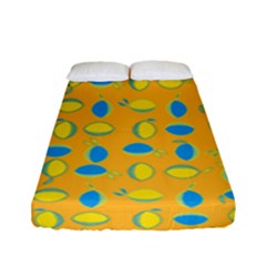 Lemons Ongoing Pattern Texture Fitted Sheet (full/ Double Size) by Mariart