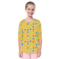 Lemons Ongoing Pattern Texture Kids  Quarter Sleeve Raglan Tee