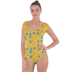 Lemons Ongoing Pattern Texture Short Sleeve Leotard  by Mariart