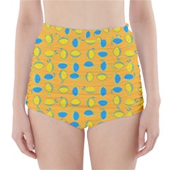 Lemons Ongoing Pattern Texture High-waisted Bikini Bottoms by Mariart