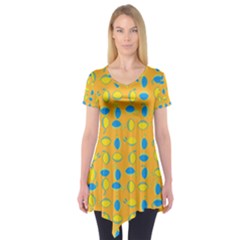 Lemons Ongoing Pattern Texture Short Sleeve Tunic 