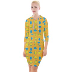 Lemons Ongoing Pattern Texture Quarter Sleeve Hood Bodycon Dress by Mariart