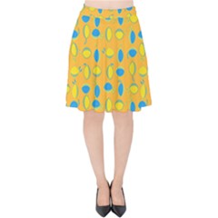 Lemons Ongoing Pattern Texture Velvet High Waist Skirt