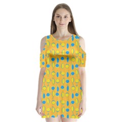 Lemons Ongoing Pattern Texture Shoulder Cutout Velvet One Piece by Mariart