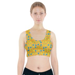 Lemons Ongoing Pattern Texture Sports Bra With Pocket