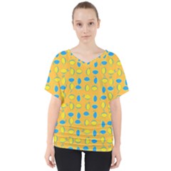 Lemons Ongoing Pattern Texture V-neck Dolman Drape Top