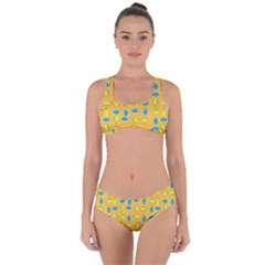 Lemons Ongoing Pattern Texture Criss Cross Bikini Set