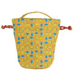 Lemons Ongoing Pattern Texture Drawstring Bucket Bag