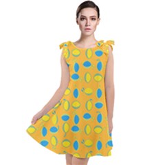 Lemons Ongoing Pattern Texture Tie Up Tunic Dress