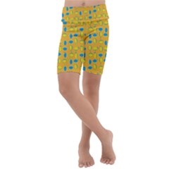 Lemons Ongoing Pattern Texture Kids  Lightweight Velour Cropped Yoga Leggings by Mariart