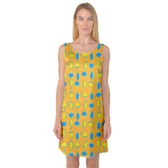 Lemons Ongoing Pattern Texture Sleeveless Satin Nightdress