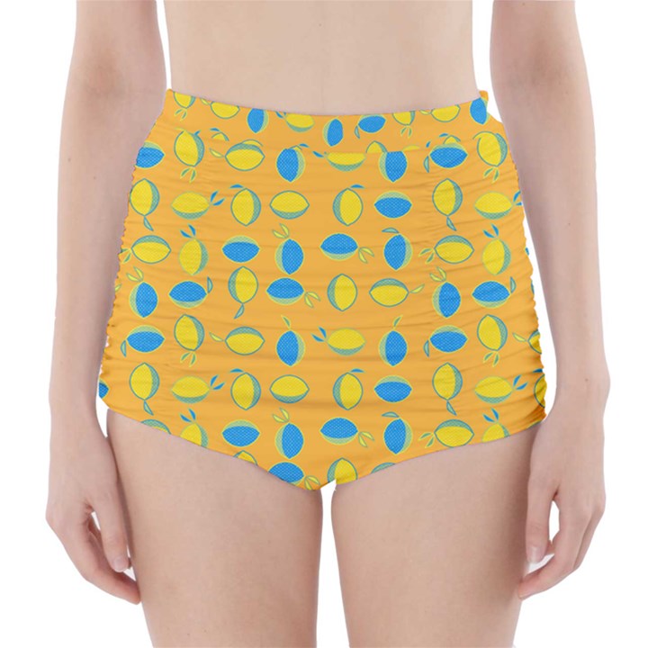 Lemons Ongoing Pattern Texture High-Waisted Bikini Bottoms