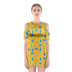 Lemons Ongoing Pattern Texture Shoulder Cutout One Piece Dress