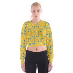 Lemons Ongoing Pattern Texture Cropped Sweatshirt by Mariart