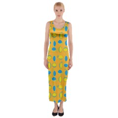 Lemons Ongoing Pattern Texture Fitted Maxi Dress