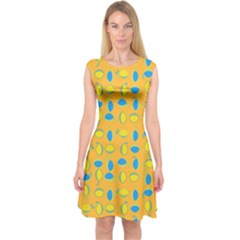 Lemons Ongoing Pattern Texture Capsleeve Midi Dress by Mariart